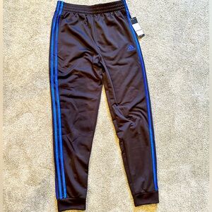 NWT Adidas Tricot joggers - Black/Blue - Big Boys Sz L (14/16)